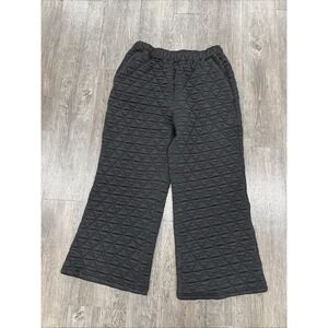 Unbranded Womens XL Black Diamond Quilted Pattern Pants Flat Front